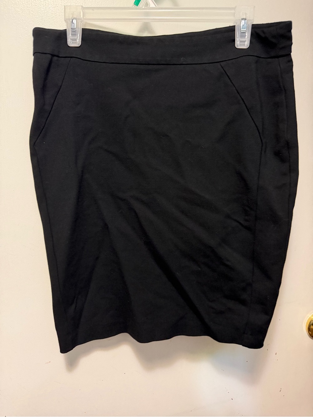 Women's Black Ponte Pencil Skirt - Sleek Office Staple Stretchy Classic Size L